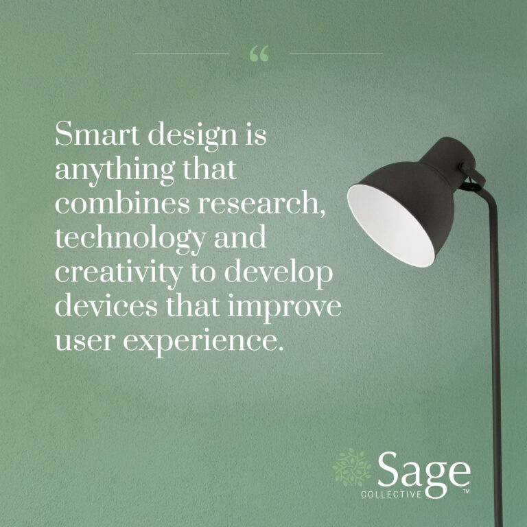 Graphic reads "Smart design is anything that combines research, technology and creativity to develop devices that improve user experience."