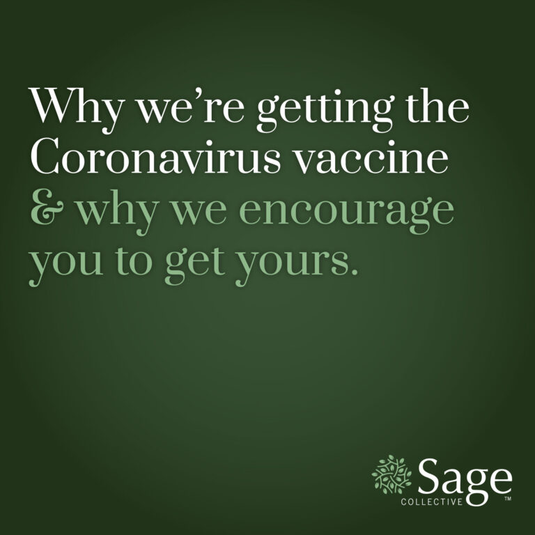 Image reads: Why we're getting the coronavirus vaccine and why we encourage you to get yours